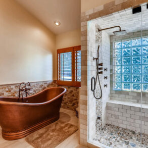 Nob Hill Trail - Master Bathroom with Copper Tub and Shower with Steam Sprayers